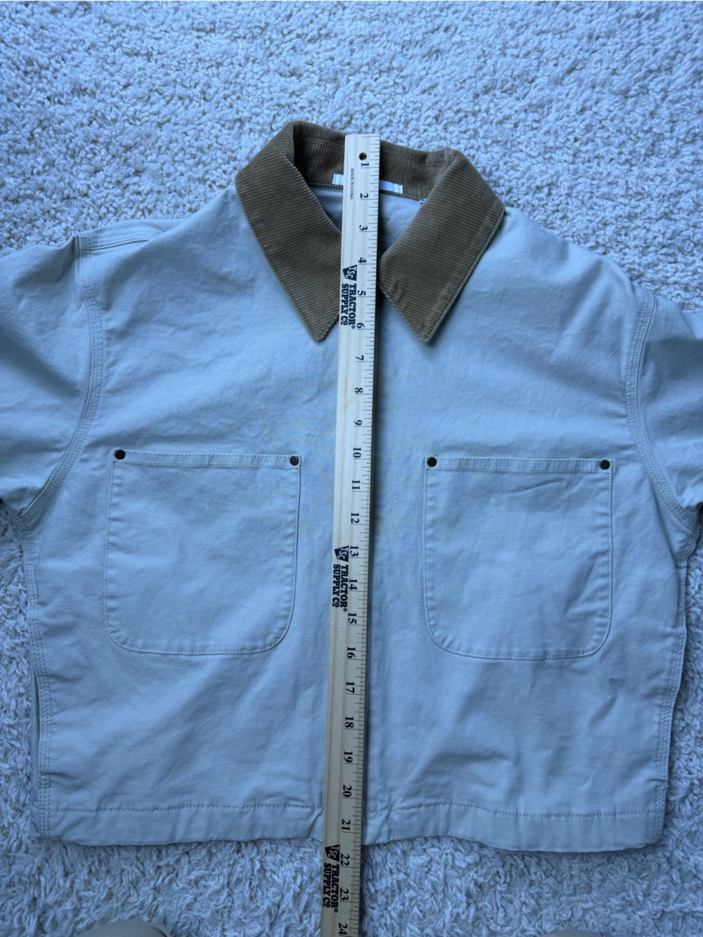 Size Small Cropped Jacket with Brown Corduroy Collar - Picture 7 of 7